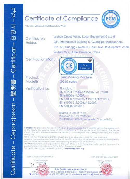 GGJG CE FOR LASER MARKING  MACHINE